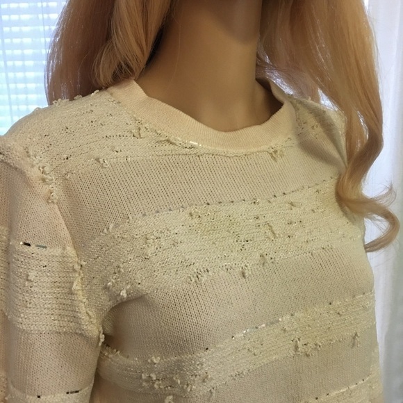 St. John Sport Sweaters - Vintage St. John Cream Color Sweater With Silver Pailettes